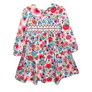 Marmellata Girls Size 6 Floral Smocked Peter Pan Collar Dress Multi Color
